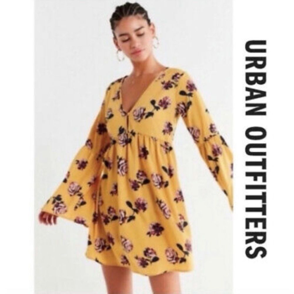 Urban Outfitters Yellow Floral Dress Sz XS